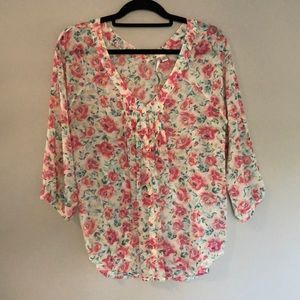 Flowy floral peasant blouse